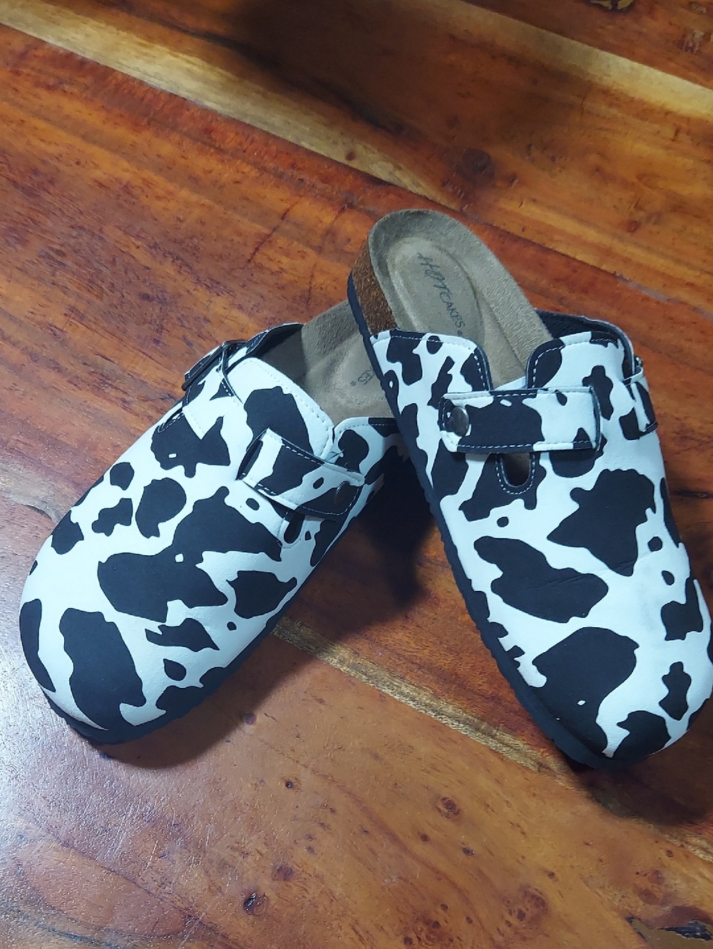 Black & White Cow Print Clog Mules